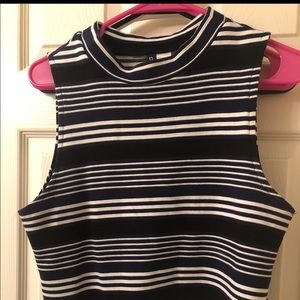Divided H and M striped high neck crop top